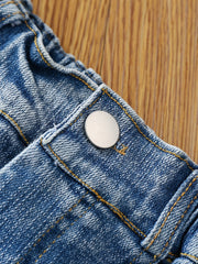 Girls Washed Denim Shorts Comfortable Casual Pants for Summer Outdoor Kids