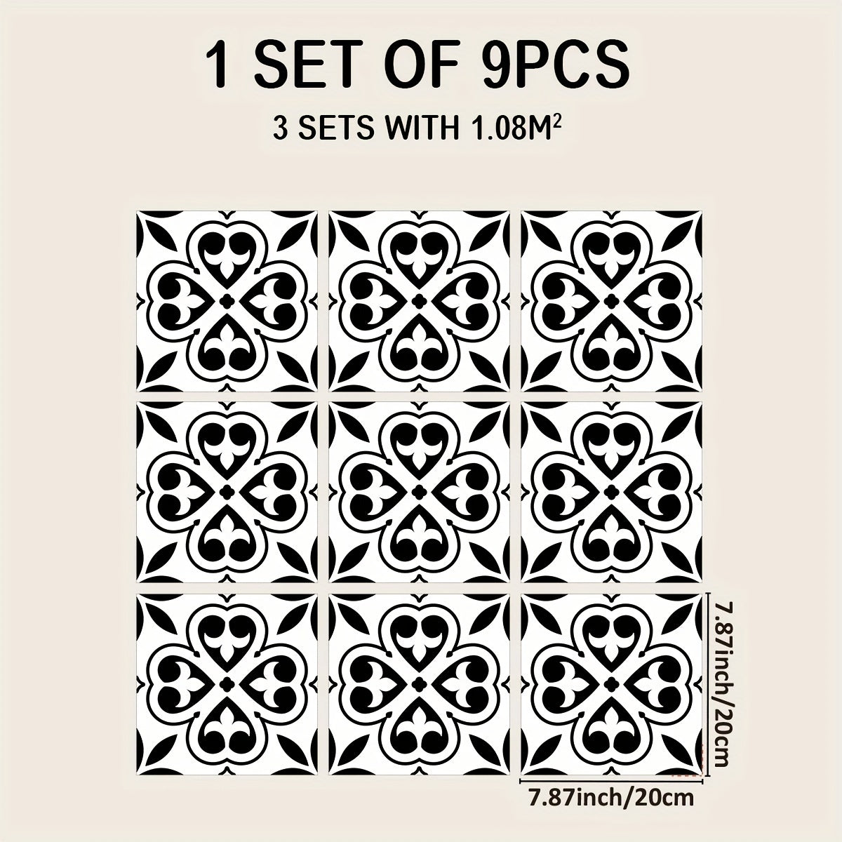 9pcs Moroccan Style Tile Sticker for Home Decor
