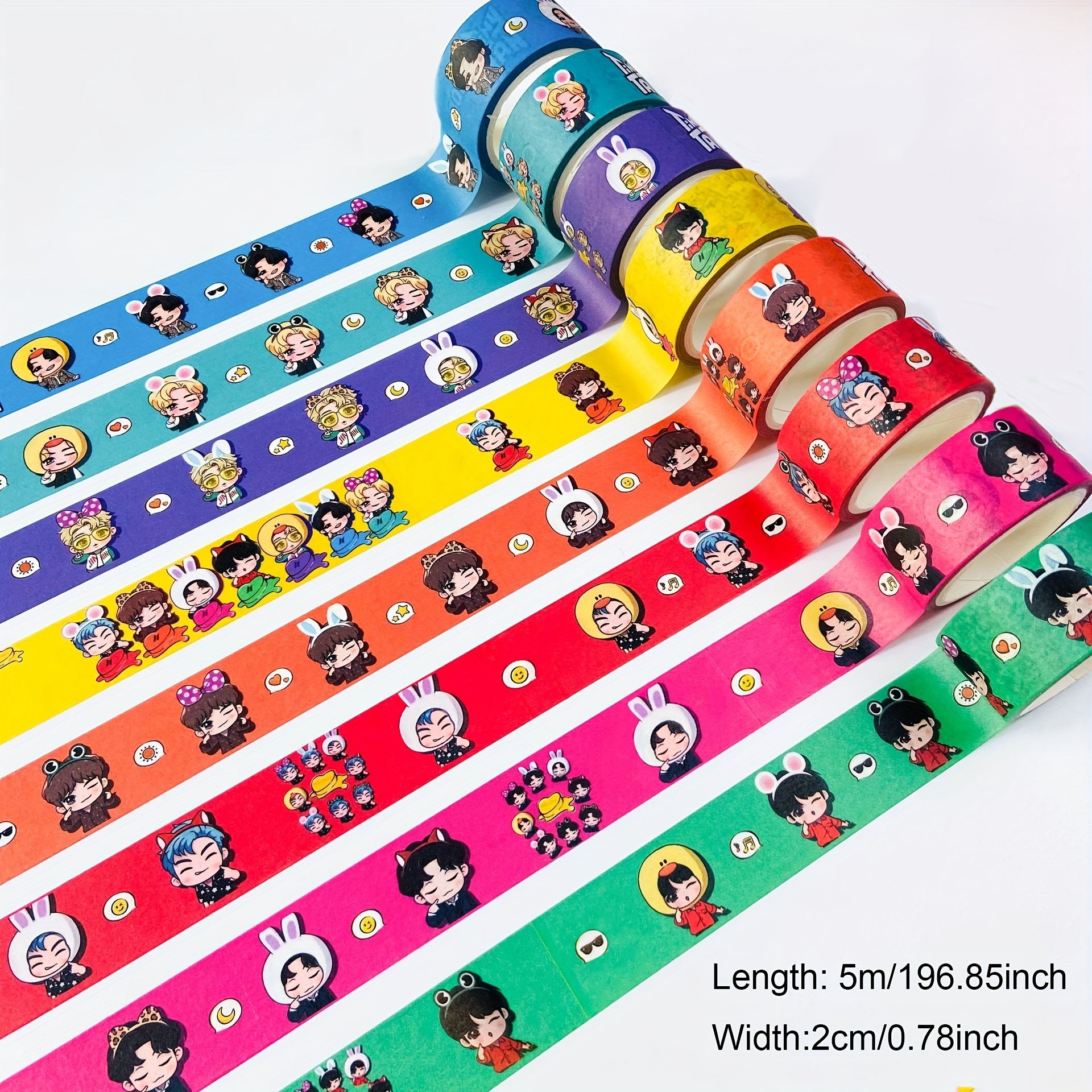 Kpop Cartoon Tape Roll for DIY Crafts Scrapbooking