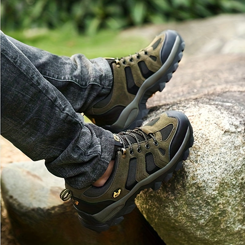 Men's Plus Size Low Top Hiking Boots Comfy Non Slip Lace Up Shoes