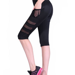 Mesh Panel High Waist Yoga Leggings with Pocket