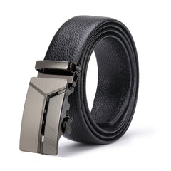 Men's Cowhide Leather Belt Automatic Buckle Business Belt