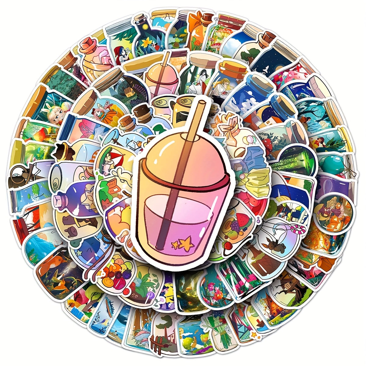 100pcs Cartoon Bottle Graffiti Stickers for Phone Laptop Car