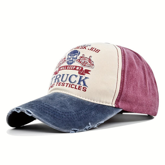 Creative Graffiti Print Baseball Cap Washed Distressed Hat