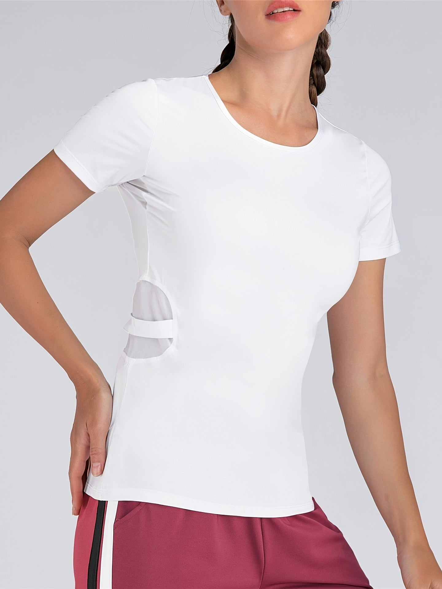 Women's Mesh Hollow Out Long Sleeve Athletic T Shirt for Active Women
