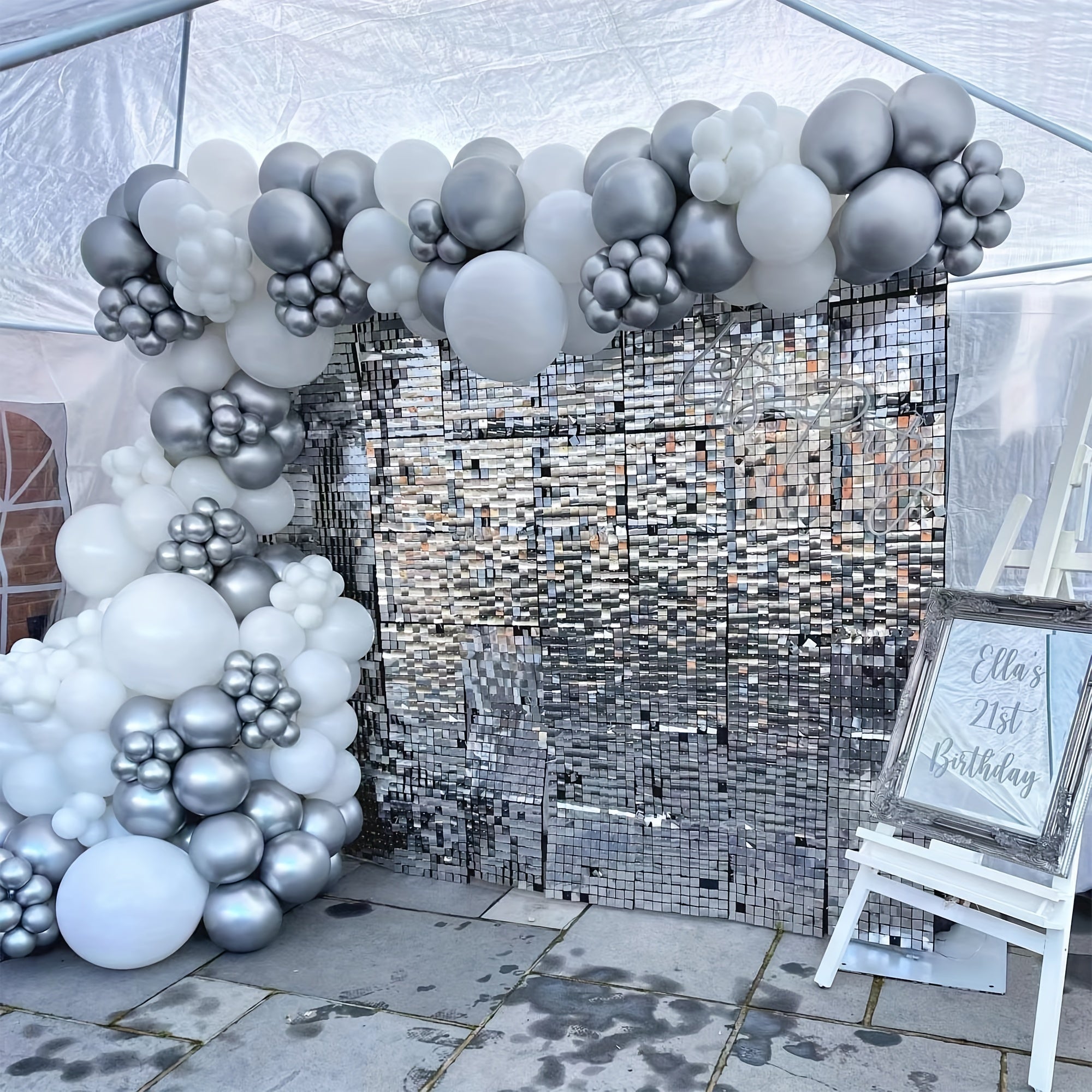 144pcs Silvery Confetti Balloons Garland Kit for Party Decoration