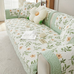 Cotton Flower Printed Sofa Slipcover Machine Washable Sofa Cover