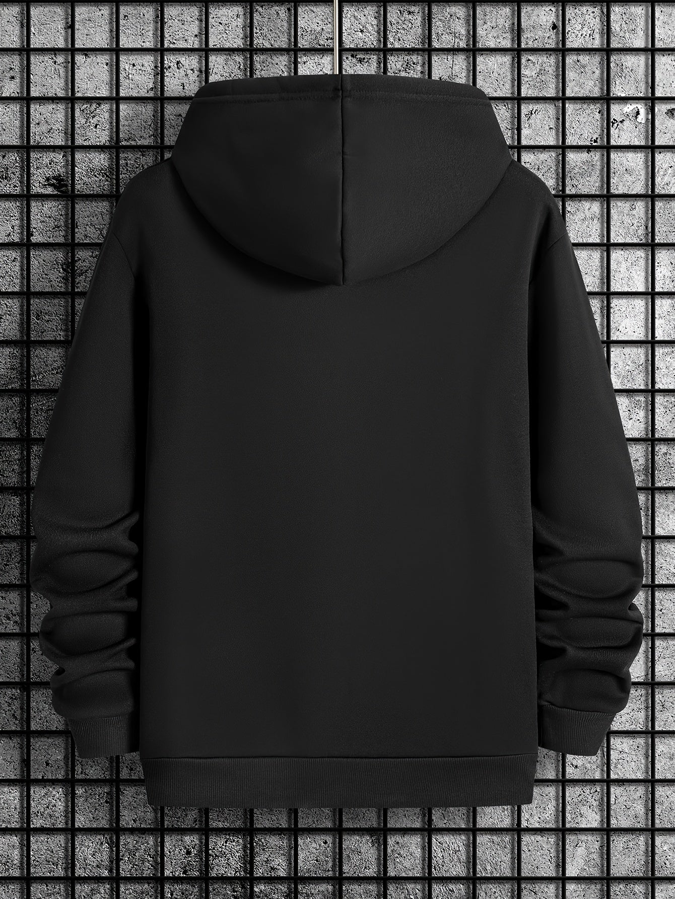 Chinese Characters Print Men's Hooded Sweatshirt for Autumn Winter