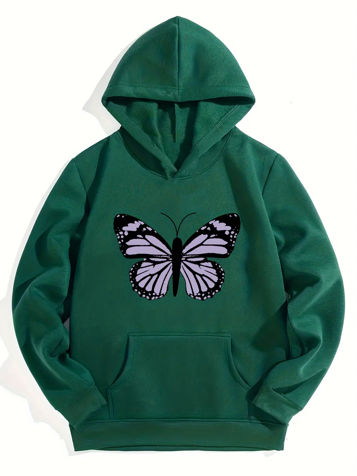 Girls Butterfly Print Hooded Sweatshirt