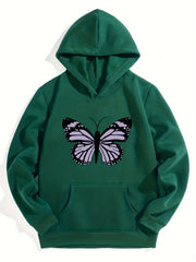 Girls Butterfly Print Hooded Sweatshirt
