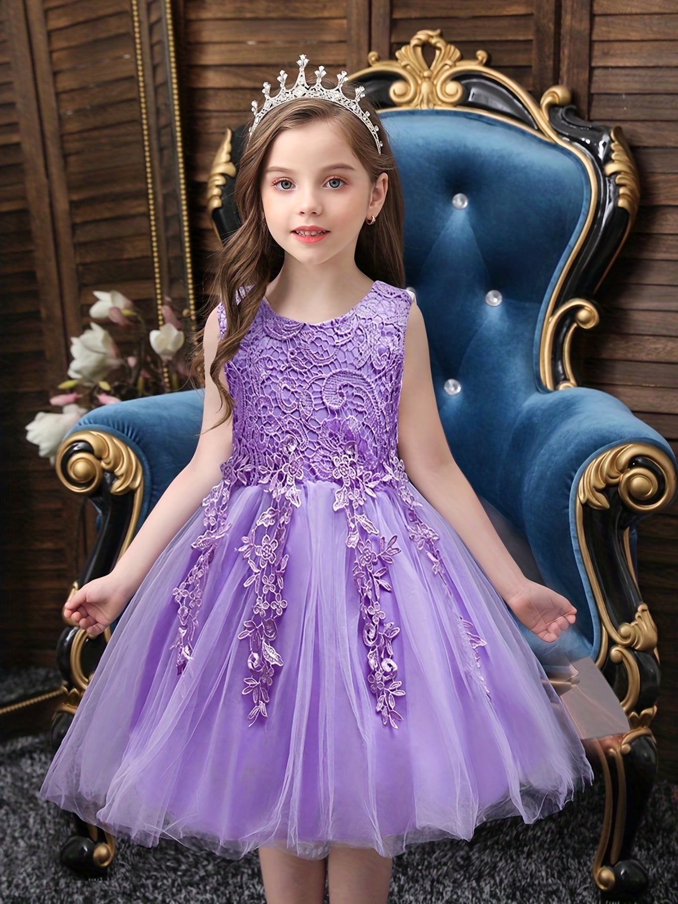 Baby's Lace Princess Gown Dress for Wedding Birthday Party