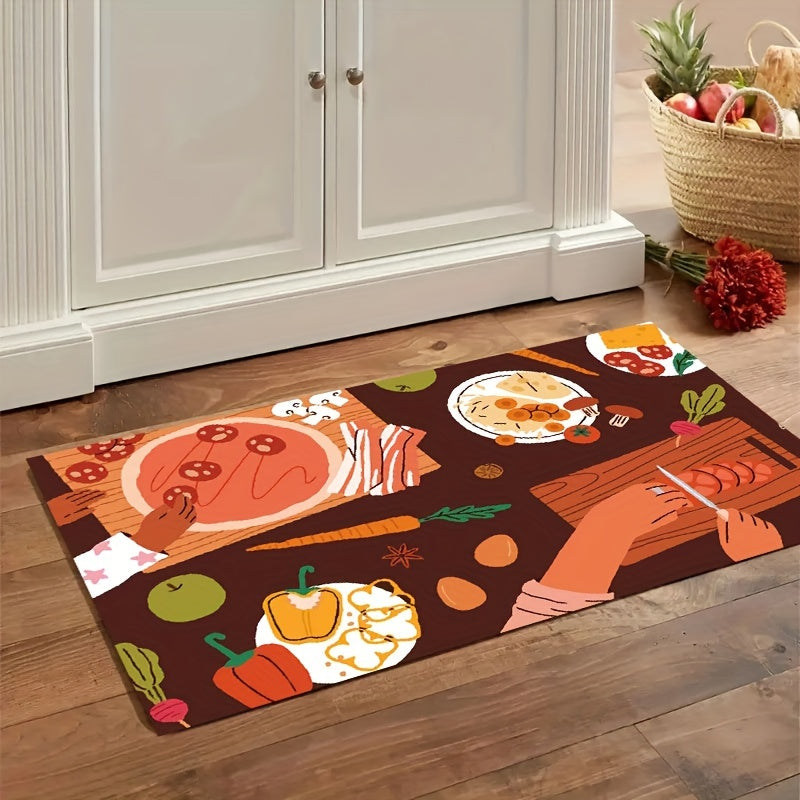 Cartoon Kitchen Mat Food Pattern Rug