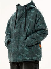 Allover Print Hooded Puffer Jacket for Women