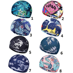 Printed Nylon Swimming Cap for Long Hair Men Women Pool