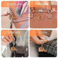 Elephant Cartoon Keychain Wooden Phone Holder Backpack Pendant