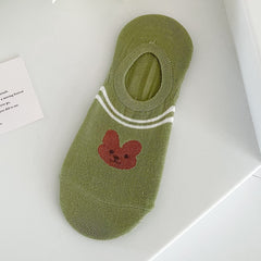 Green Soft Carbon Invisible Boat Socks Women's