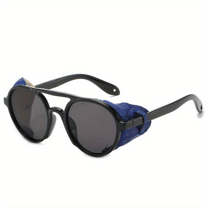 Steampunk Leather Sunglasses Wide Edge Vintage Style