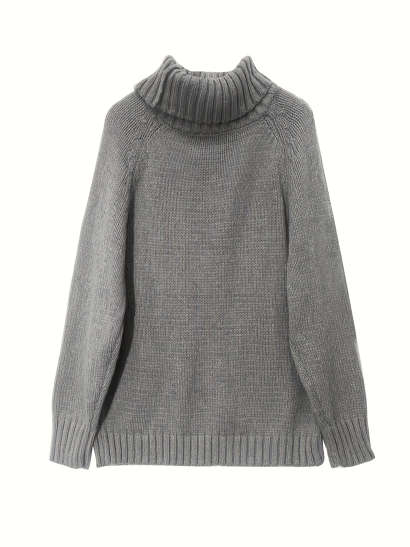 Solid Cable Long Sleeve Turtle Neck Sweater