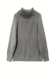 Solid Cable Long Sleeve Turtle Neck Sweater
