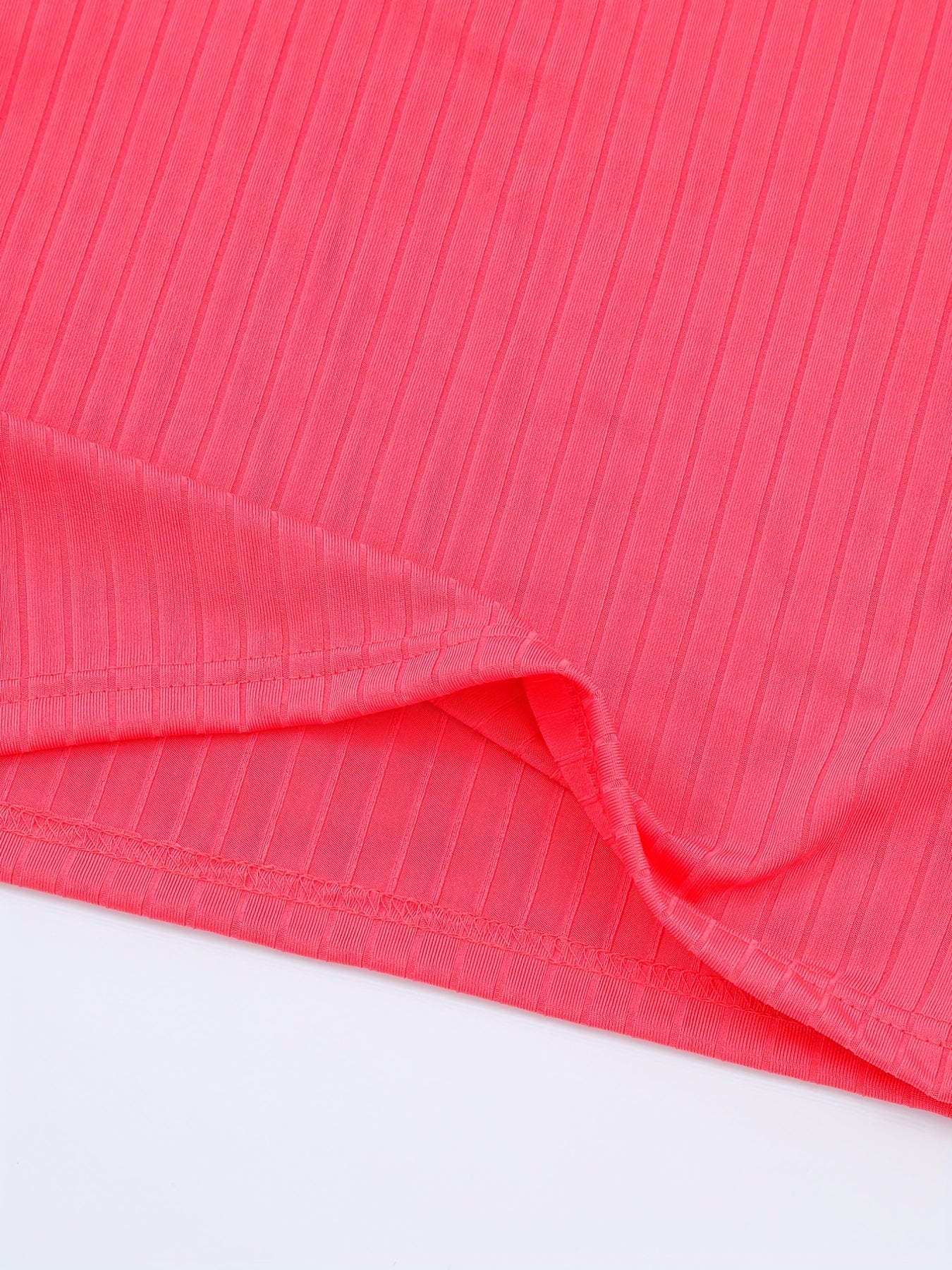 High Neck Crop Tank Top Ribbed Solid Casual Top