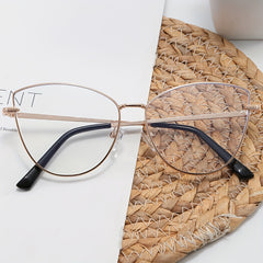 Cat Eye Blue Light Glasses Clear Lens Metal Glasses For Computer