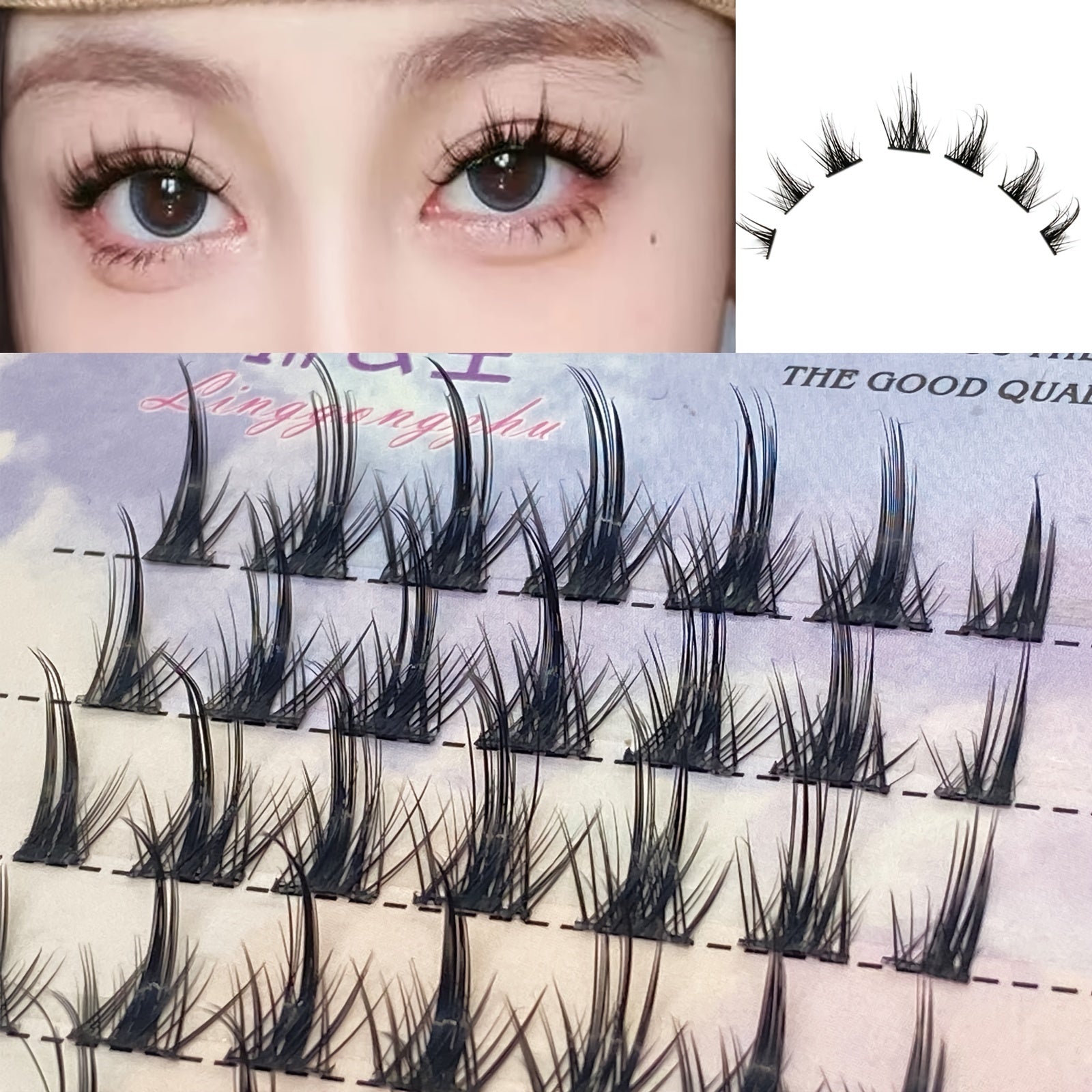 Natural Look 3D Cosplay False Eyelashes Reusable Cluster Extensions