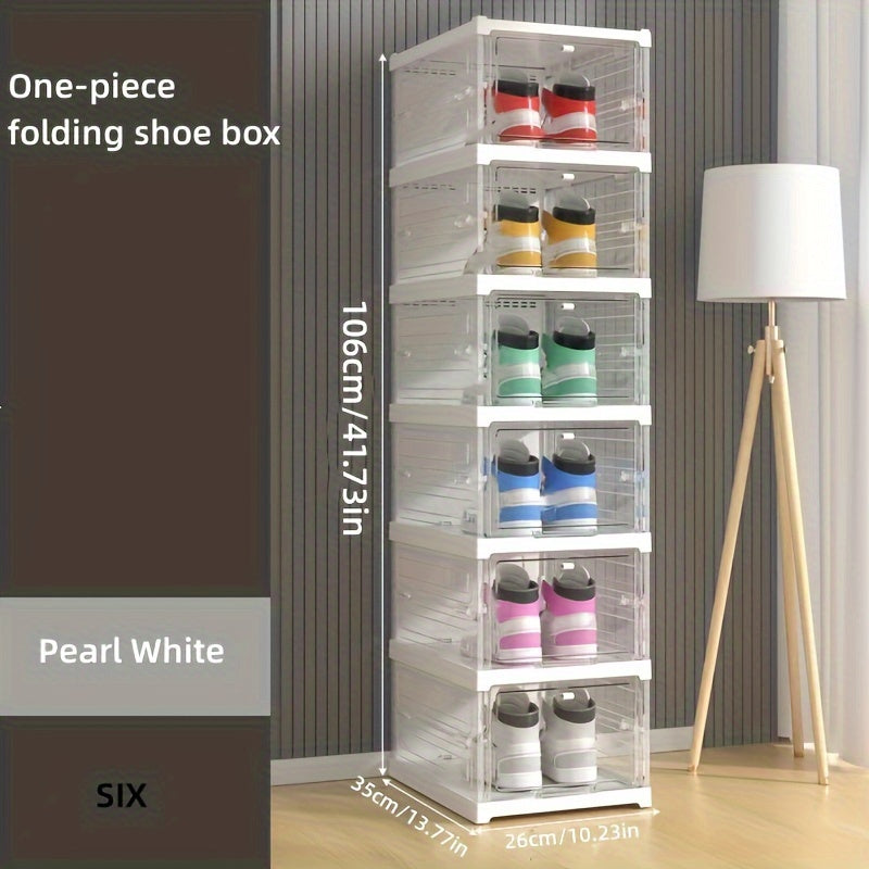 6 Layer Plastic Shoe Rack Box With Door Shoe Storage Box Dust proof Shoe Cabinet
