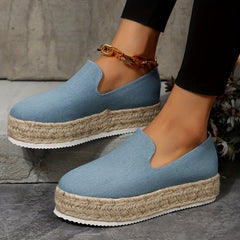 Women's Slip On Shallow Mouth Espadrilles Thick Bottom Shoes