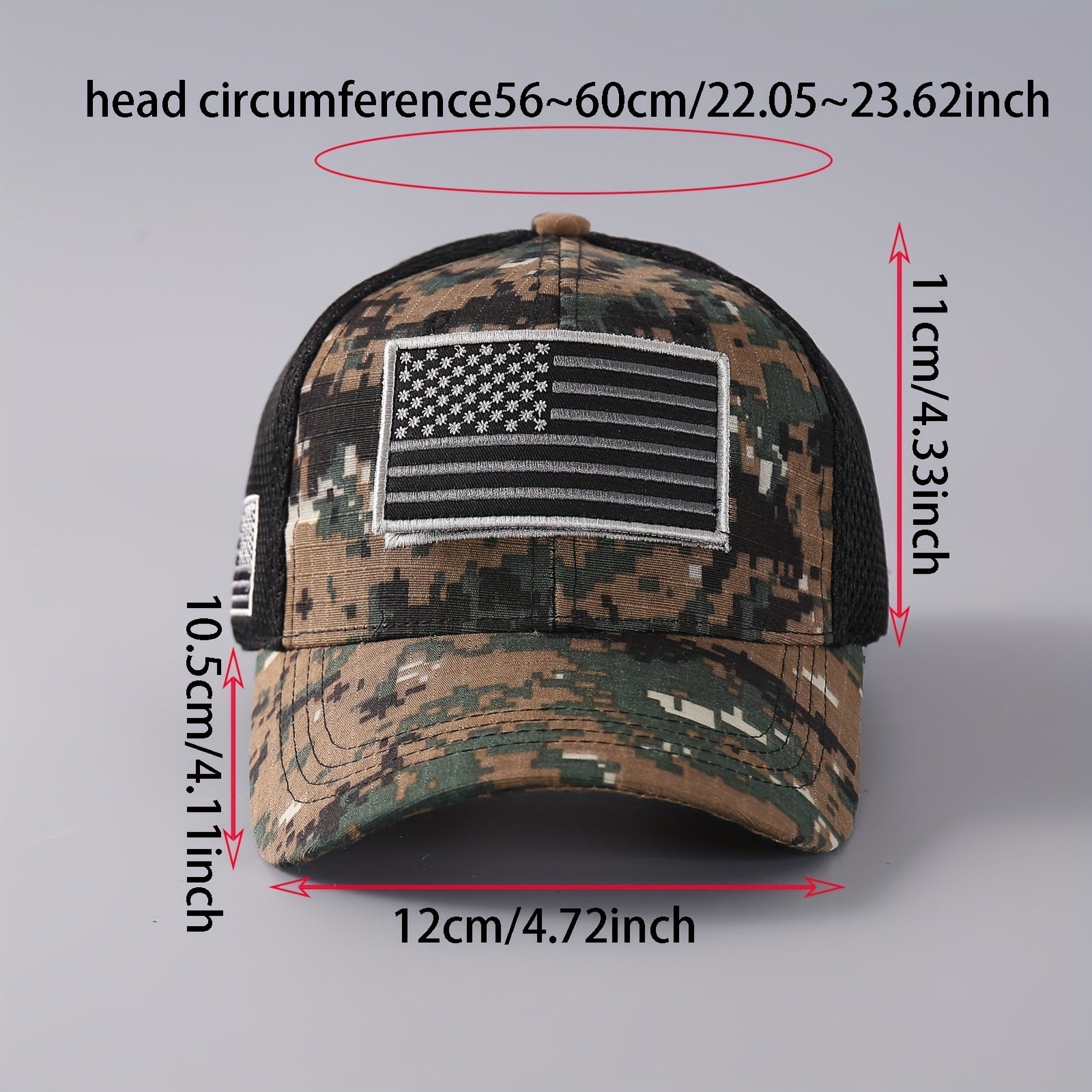 Mens Camouflage National Flag Letter Mesh Cap