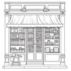 Charming Bookstore Coloring Book for Adults Intricate Designs Perfect Gift