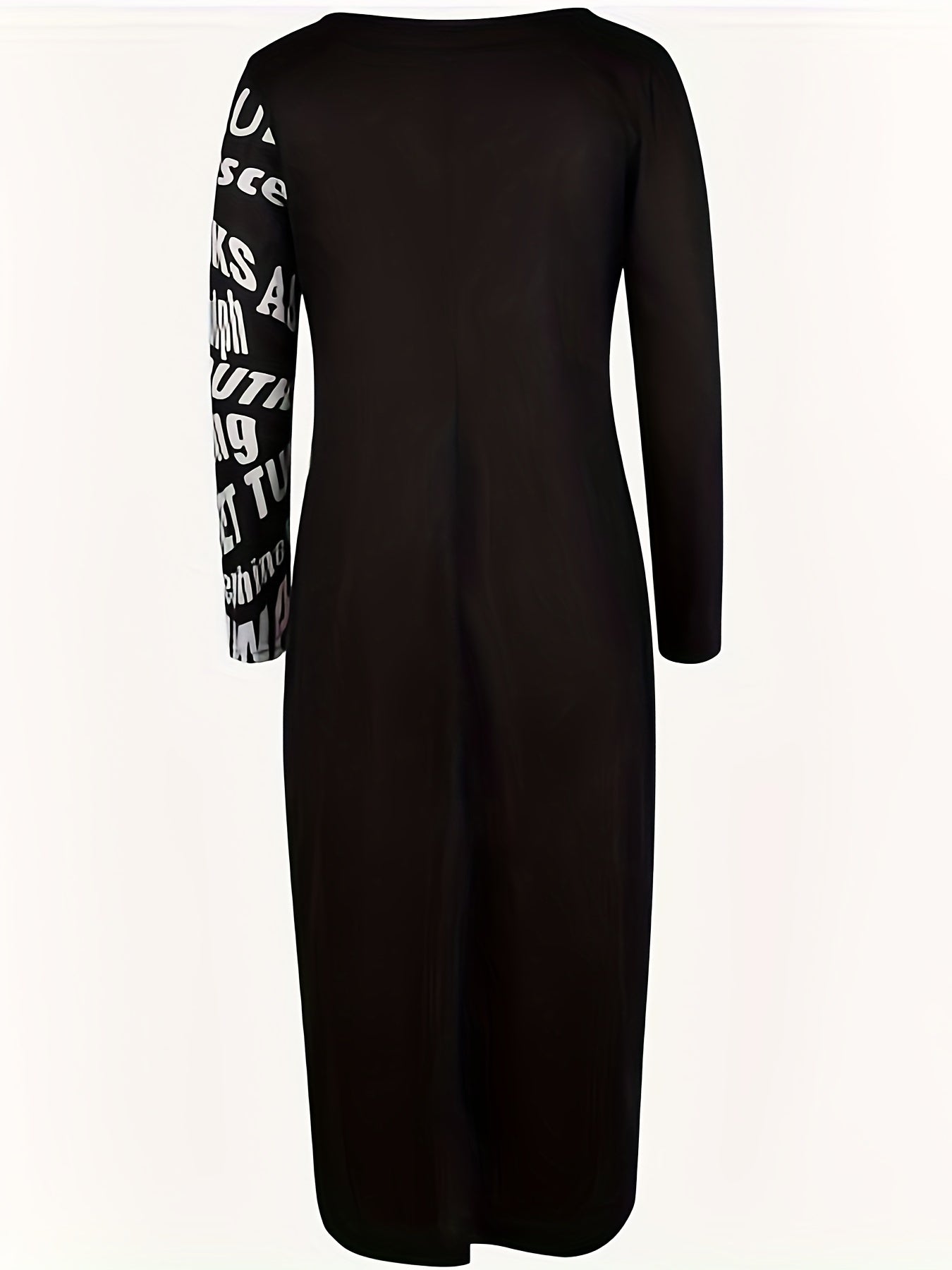 Pop Art Print Maxi Dress Long Sleeve Round Neck Plus Size Casual Dress