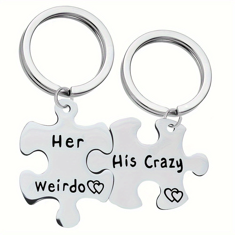 Couple Keychain Stainless Steel Keyring Backpack Pendant Gift