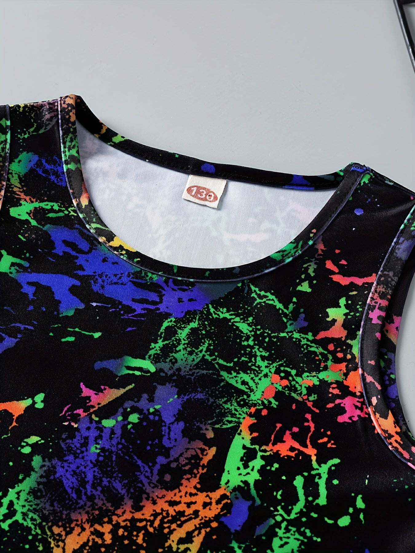 Luminous Tie Dye Printed Sports Tank Top Glow In The Dark Graphic