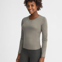 Women's Quick Dry Long Sleeve Yoga Tee for Sports and Workouts
