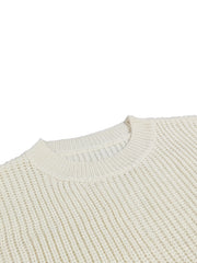 Casual Sweater Women's Plus Solid Chunky Knitted Puff Sleeve