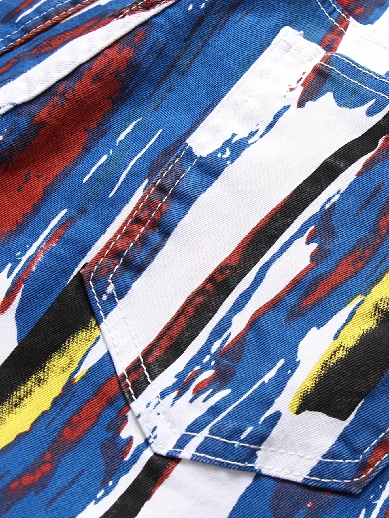 Colorful Brush Stroke Jeans Casual Allover Print Denim Pants