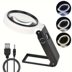 25X Magnifying Lens Handheld Eye Loupe Magnifier LED Illuminated Foldable