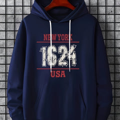 Men's 1624 Print Hoodie Slightly Stretch Breathable Hooded Sweatshirt