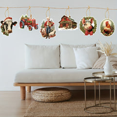 6pcs Christmas Farm Hanging Ornaments Xmas Tree Holiday Parties