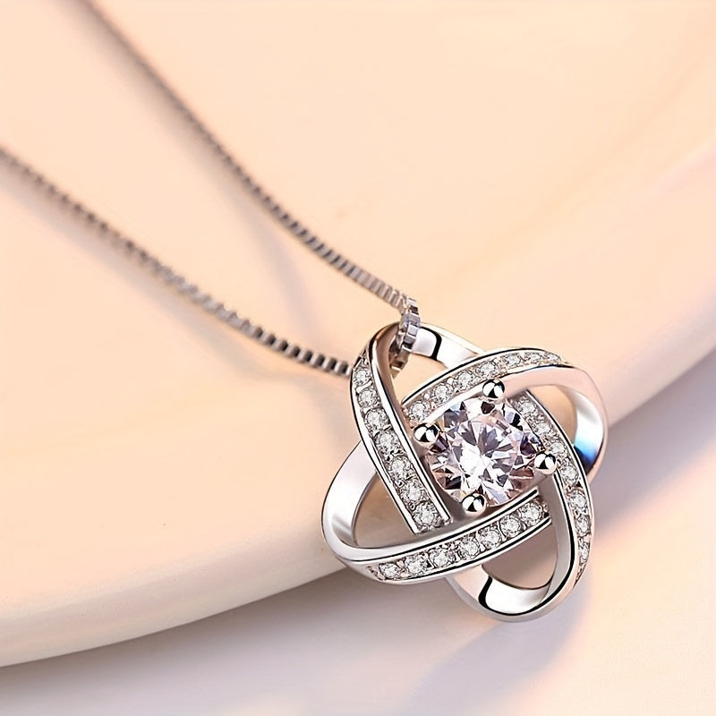 Faux Diamond & Copper Zircon Pendant Necklace for Niece