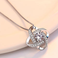 Faux Diamond & Copper Zircon Pendant Necklace for Niece