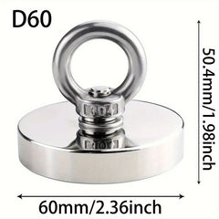 1pc Neodymium Fishing Magnet 400lb Pull Strong Heavy Magnet with Eyebolt
