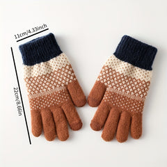 Autumn Winter Velvet Windproof Knitted Gloves Outdoor Cycling Driving