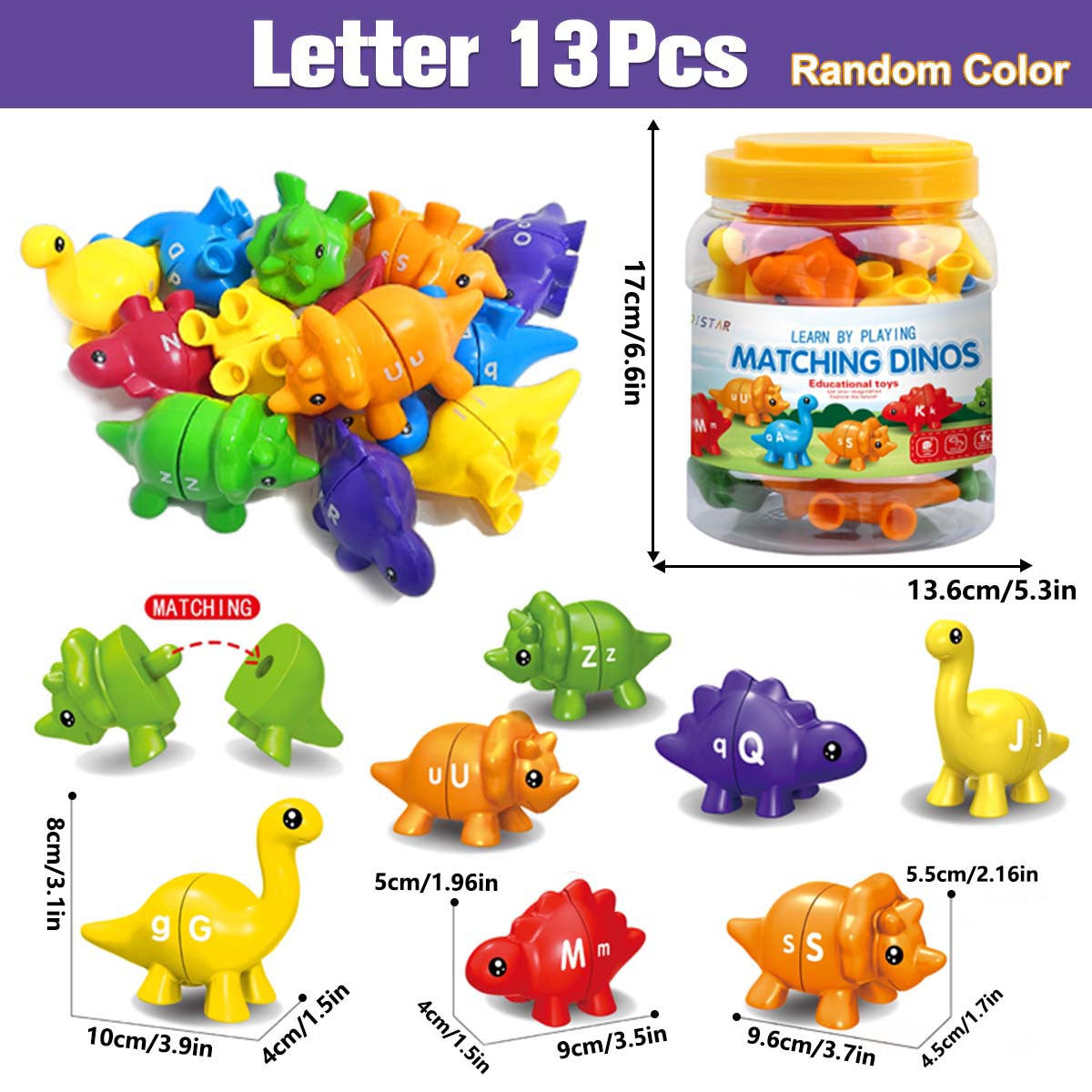 Dinosaur Alphabet Match Game Educational Toy Preschool Learning Montessori
