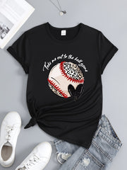 Baseball Graphic Short Sleeve Sports T shirt Round Neck
