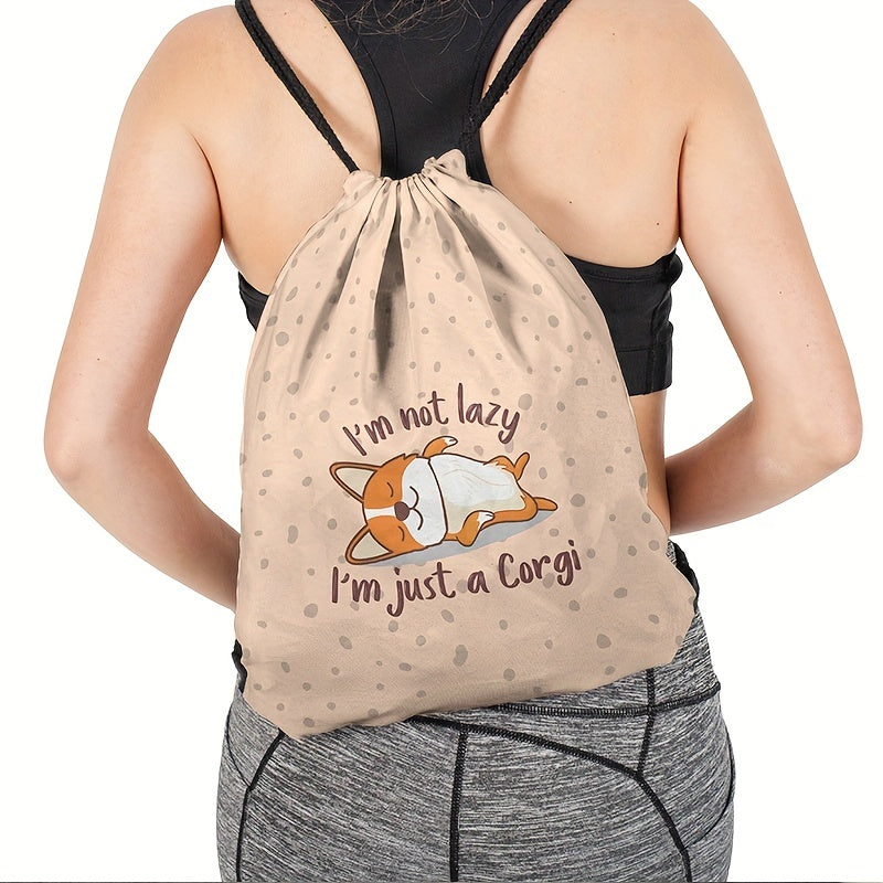 Animal Drawstring Bag Oxford Cloth Digital Print Backpack