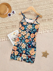 Girl's Boho Floral Cami Dress Summer Spaghetti Sleeveless