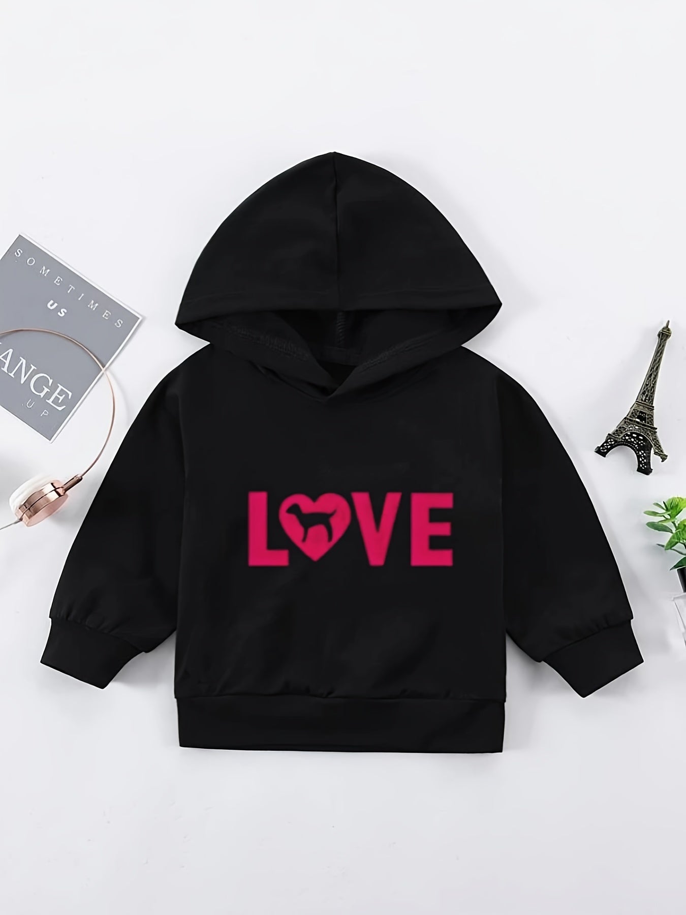 Baby Girls Stylish Hoodie LOVE Letter Animal Print Long Sleeve Hooded Sweatshirt