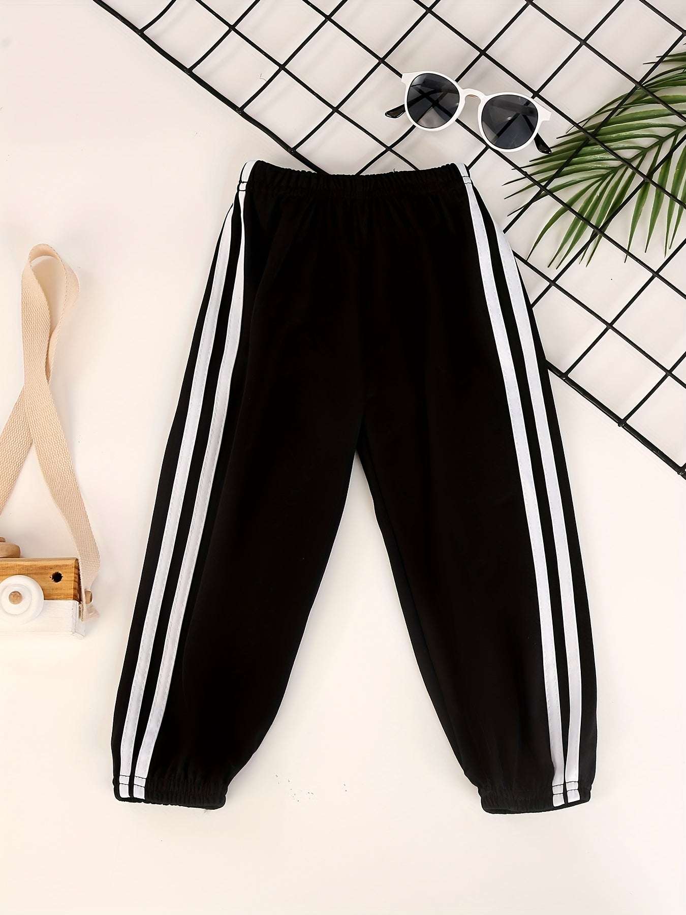 Boys Contrast Tape Sweatpants Thin Jogger Pants