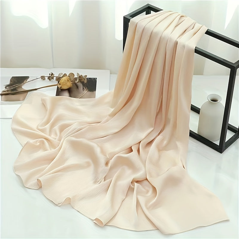 Silk Yarn Scarf Solid Chiffon Hijab Soft Breathable Headscarf
